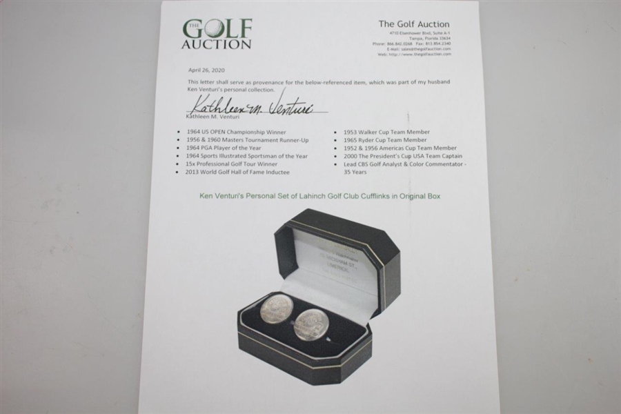 Ken Venturi's Personal Set of Lahinch Golf Club Cufflinks in Original Box