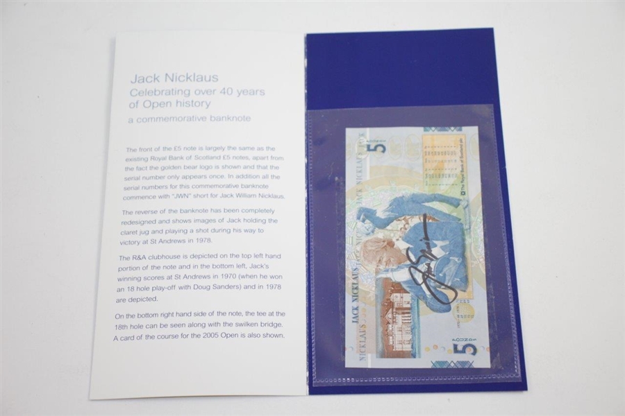 Jack Nicklaus Signed RBS 5lb Note with Sleeve JSA ALOA