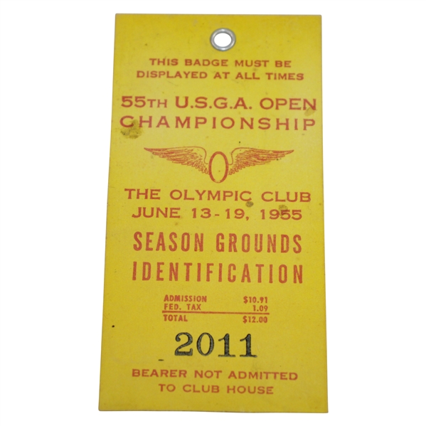 1955 US Open at The Olympic Club Season Grounds Ticket #2011 - Billy Casper Winner