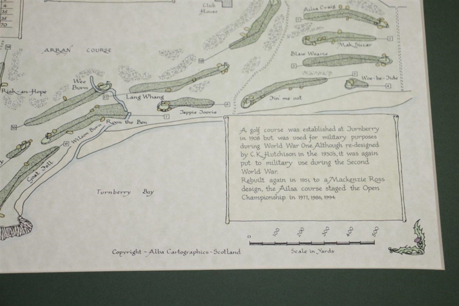 'St. Andrews - The Old Course' & 'Turnberry - The Ailsa Course' Alba Cartographics Matted Prints