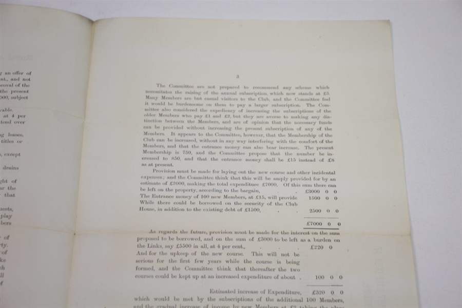 1893 Royal & Ancient Golf Club of St. Andrews Report of Special Committee to Propose Purchase of Links