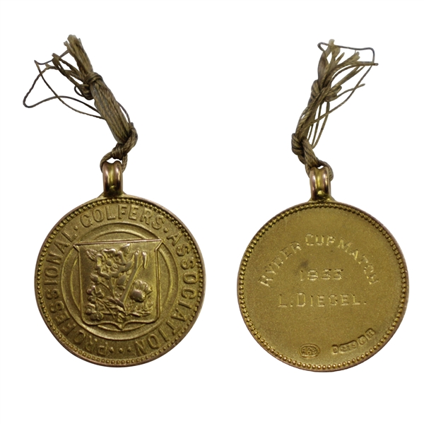 1933 Ryder Cup Match PGA 9k Gold Medal Awarded To Leo Diegel - Awarded By Prince of Wales