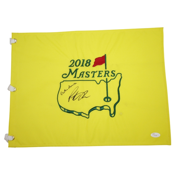 Patrick Reed Signed 2018 Masters Embroidered Flag with 'Captain America' JSA FULL #Z70584