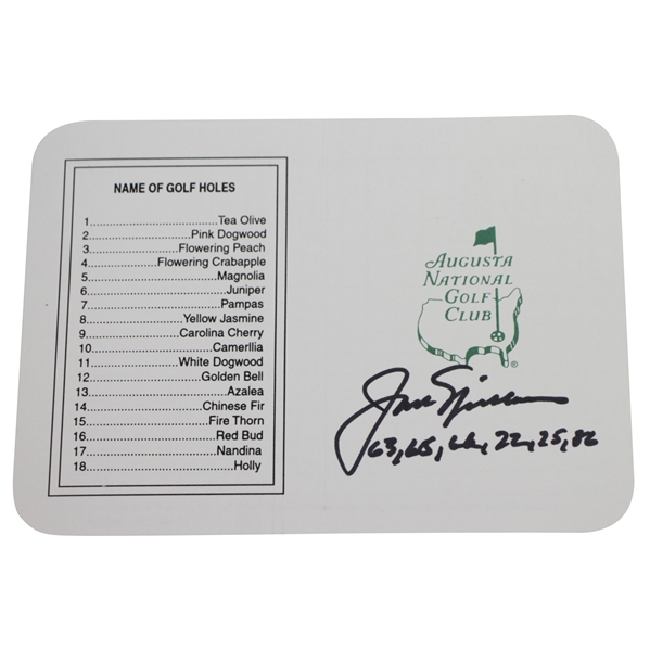 Jack Nicklaus Signed Augusta National Scorecard with Dates Won Inscription JSA ALOA