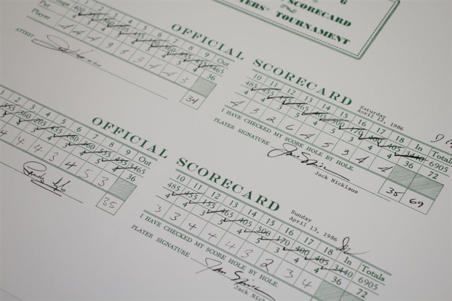 Jack Nicklaus Signed 1986 Masters Scorecard Display - Fanatics/Golden Bear Authentication Stickers