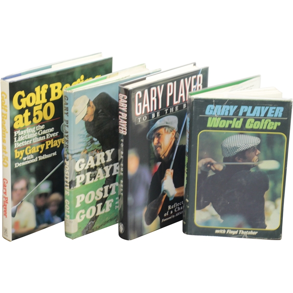 Four(4) Gary Player Signed Books 'Begins at 50', Positive Golf', To Be The Best', & 'World Golfer' JSA ALOA