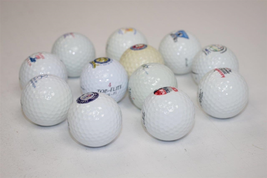 Twelve(12) Different PGA Tour Event Logo Golf Balls - Kemper Open, Las Vegas, & other