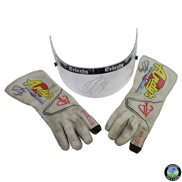 NASCAR Driver Austin Dillon Signed Personal Used Gloves and Shield Protector
