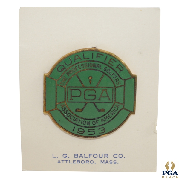 1953 PGA Championship at Birmingham GC Contestant Badge - Walter Burkemo Winner