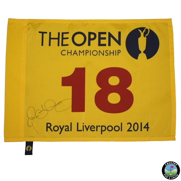 Rory McIlroy Signed 2014 OPEN Championship at Royal Liverpool Flag JSA ALOA