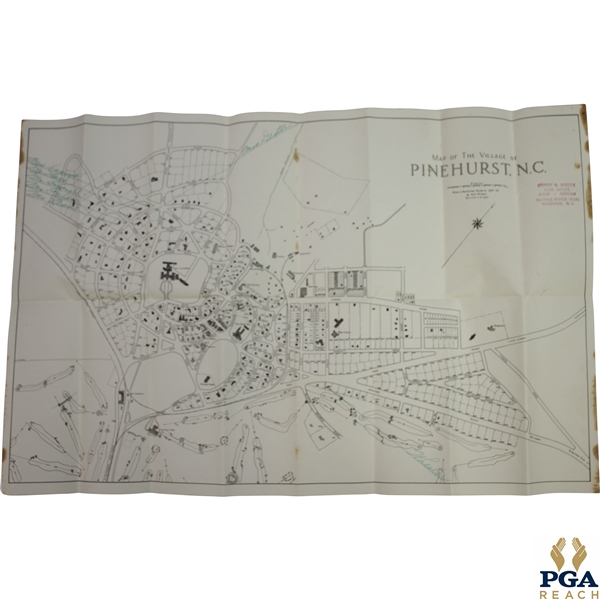 1940 Revised Map of the Village of Pinehurst, NC From a Resurvery Made in 1925-26