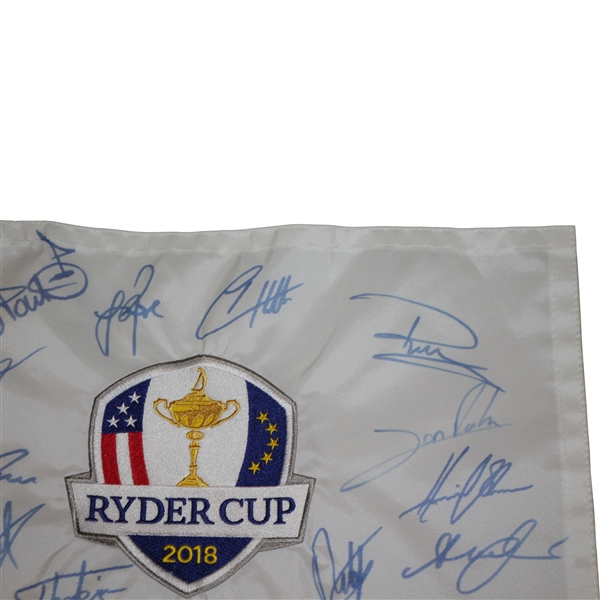 2018 Ryder Cup at Le Golf National European Team Signed Embroidered Flag JSA ALOA