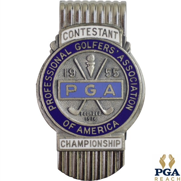 1955 PGA Championship at Meadowbrook CC Contestant Badge/Clip - Doug Ford Winner