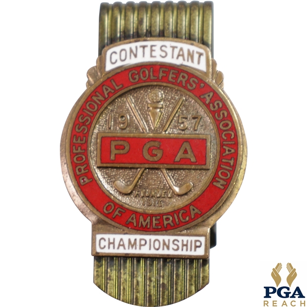 1957 PGA Championship at Miami Valley CC Contestant Badge/Clip - Lionel Herbert Winner