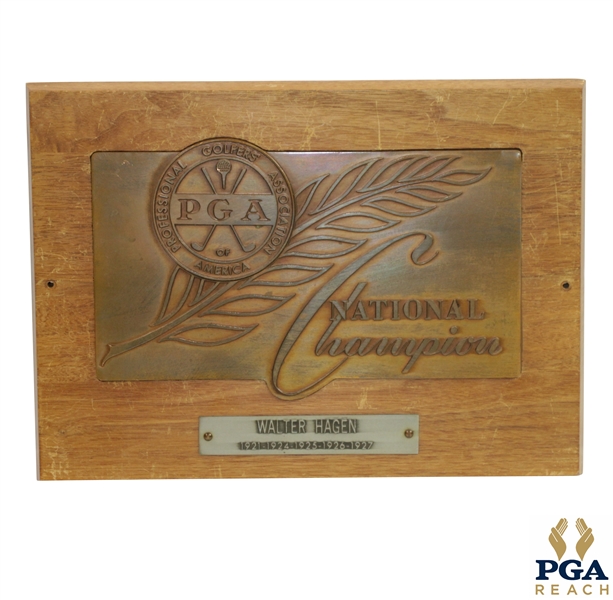 Walter Hagen 1921-1924-1925-1926-1927 PGA National Champion Bronze Relief Plaque
