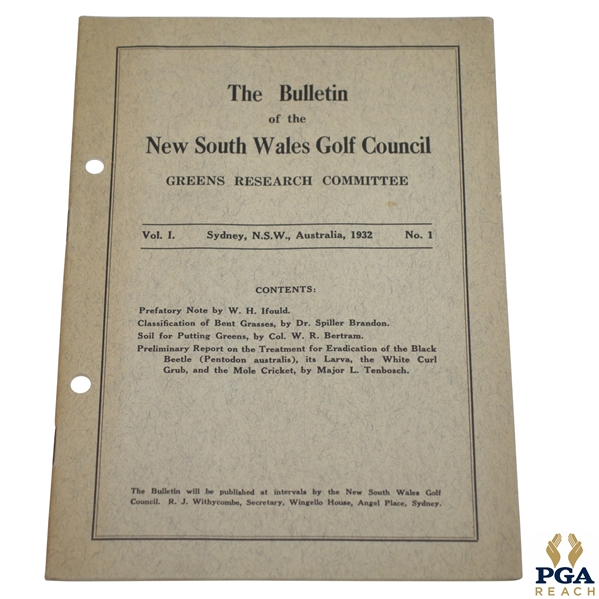 1931 Bulletin of New South Wales Greens Research Committee Booklet - Vol. 1 No. 1
