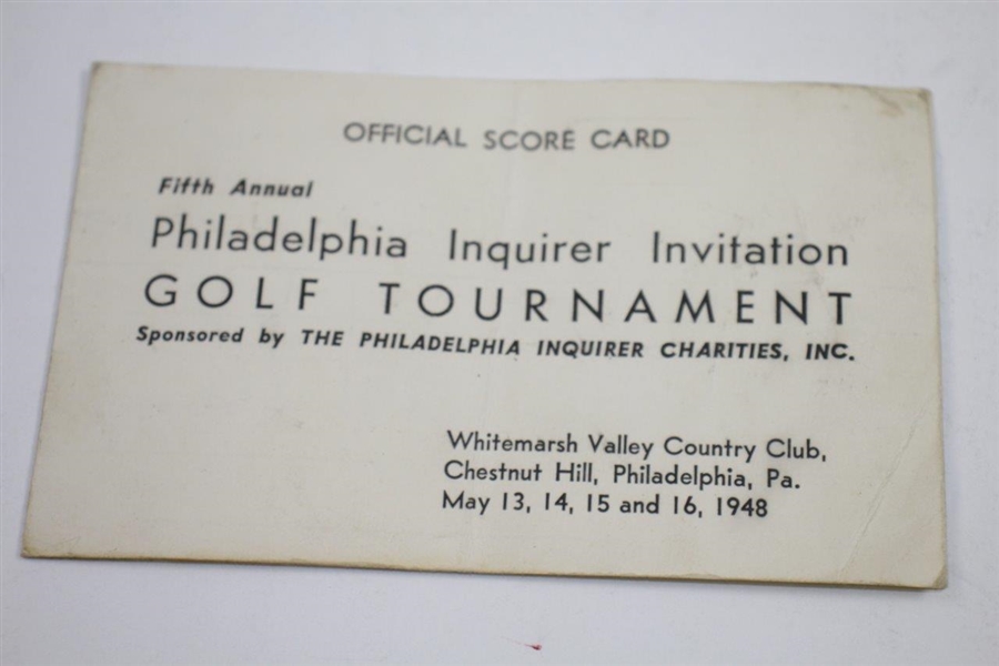 1948 Philadelphia Inquirer Inv. at Whitemarsh Contestant Badge, Program, & Scorecard - Rod Munday Collection