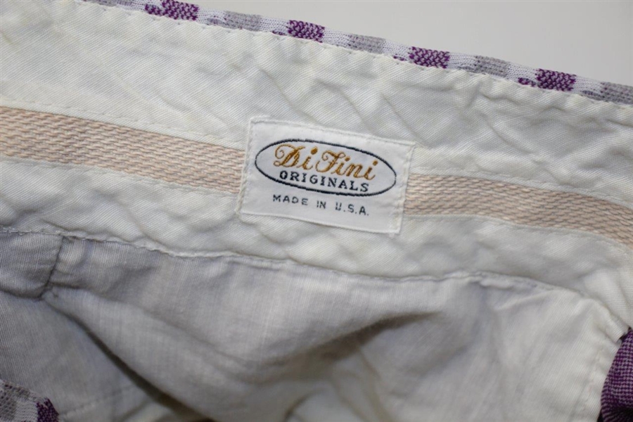 Paul Hahn's Personal Worn Di Fini Double Knit Polyester Men's Purple Geometric Pattern Golf Pants