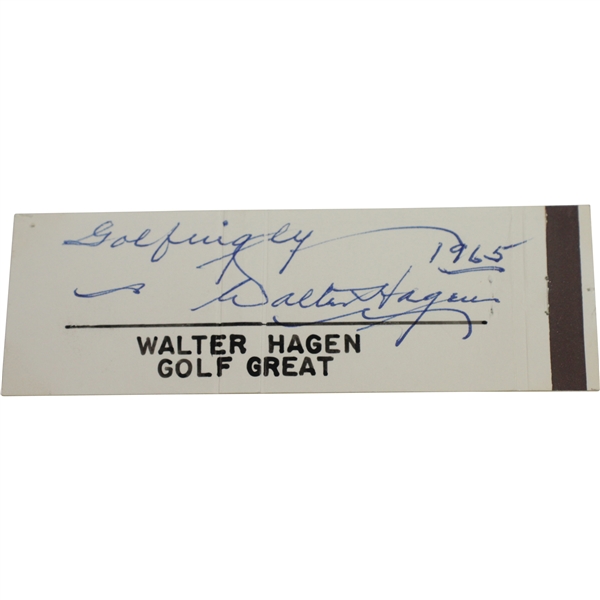 Walter Hagen Signed 'Golf Great' Cut with 'Golfingly 1965' JSA ALOA