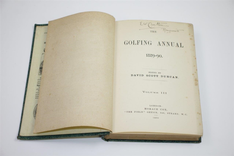 1890 'The Golfing Annual' Vol. III Book Edited by David Scott Duncan 1889-90 Sourced From Bert Yancey