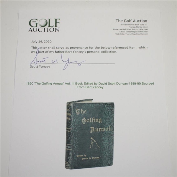 1890 'The Golfing Annual' Vol. III Book Edited by David Scott Duncan 1889-90 Sourced From Bert Yancey