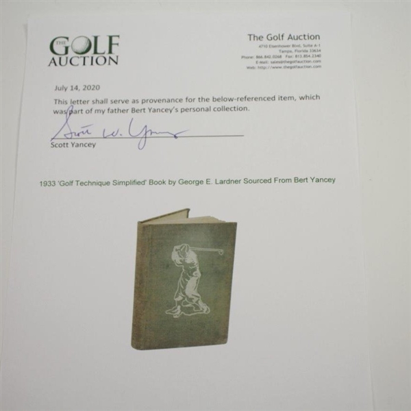 1933 'Golf Technique Simplified' Book by George E. Lardner Sourced From Bert Yancey
