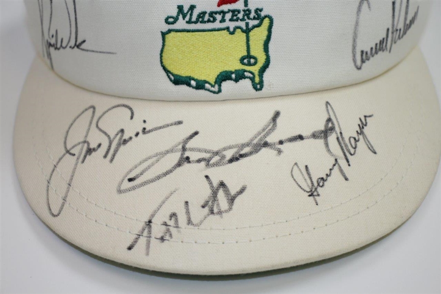 Woods, Palmer, Nicklaus, Player, Snead, & Watson Signed Masters Visor JSA ALOA