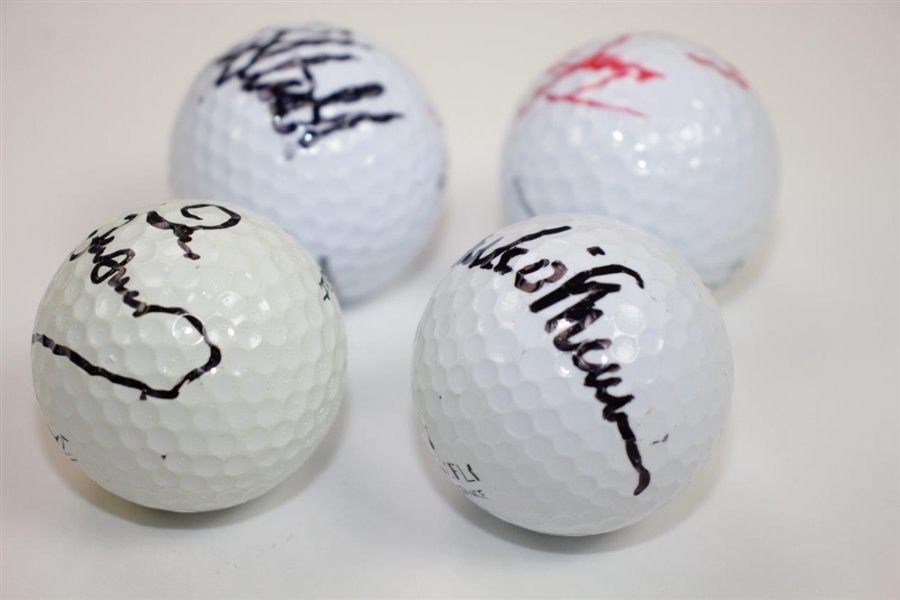 Masters Champs Zoeller, Stadler, O'Meara, & Woosnam Signed Golf Balls JSA ALOA