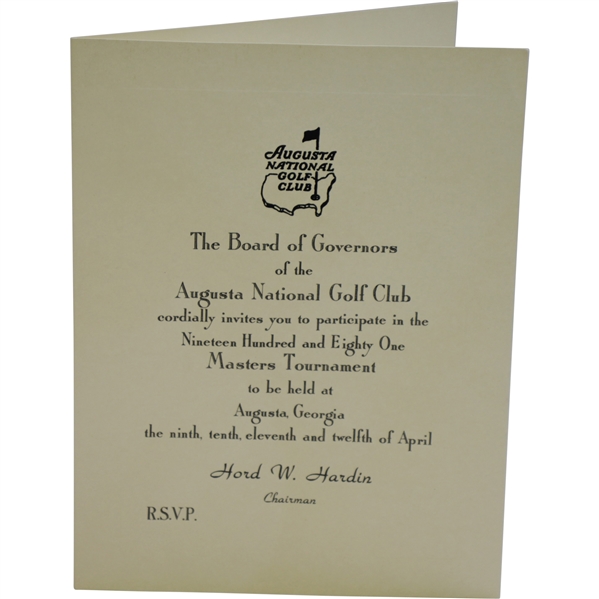 Bobby Wadkins' 1981 Masters Tournament Invitation from Augusta National Golf Club
