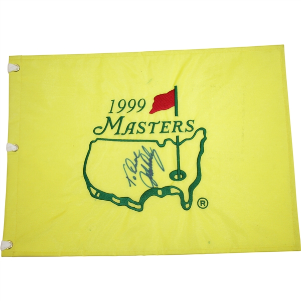 John Daly Signed 1999 Masters Tournament Embroidered Flag with Personalization JSA ALOA