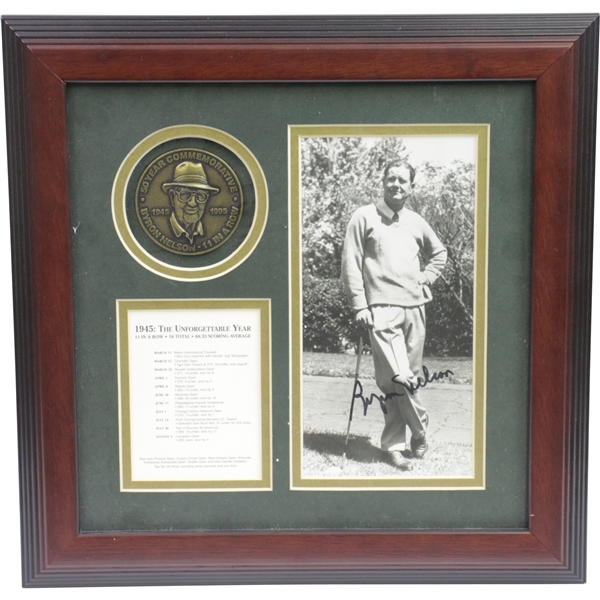 Byron Nelson Signed 'The Unforgettable Year' with Medallion, Year in Review, & Signed Photo JSA ALOA