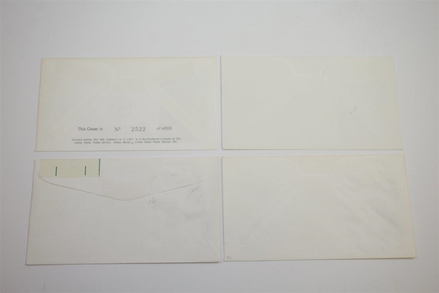 Four (4) Bobby Jones First Day Issue Cachets - Augusta, OPEN, Hall of Fame, Champion