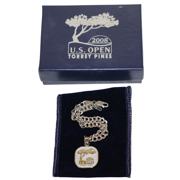 2008 US Open at Torrey Pines Sterling Charm Bracelet in Box - Mark Calcavecchia's Collection