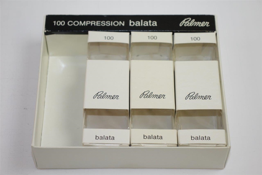 Arnold Palmer Personal Signature 'Palmer' Balata Golf Ball Box with Three Sleeves - Empty