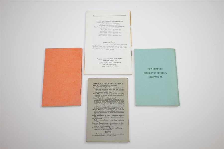 1942, 1947, 1949, & 1967 USGA The Rules of Golf Booklets