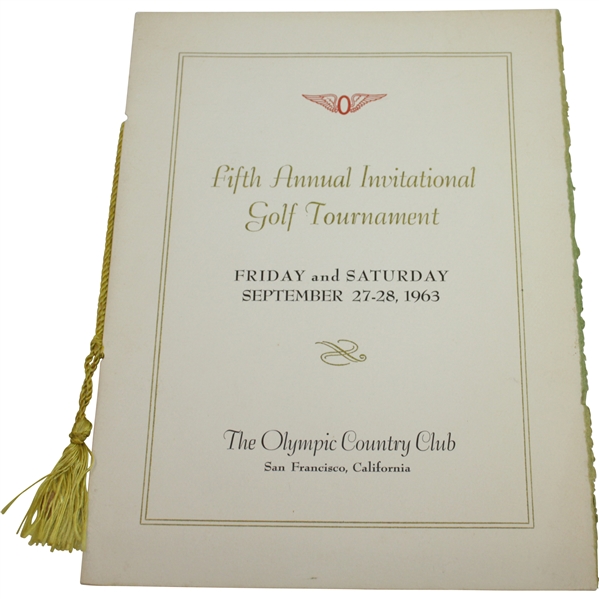 1963 Fifth Annual Invitational Golf Tournament at The Olympic Club Member Guest Menu