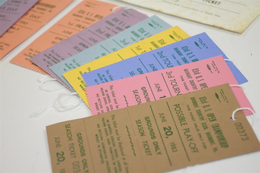 Two 1983 US Open at Oakmont Ticket Sets in Original Envelopes - Missing Final Rd Tickets