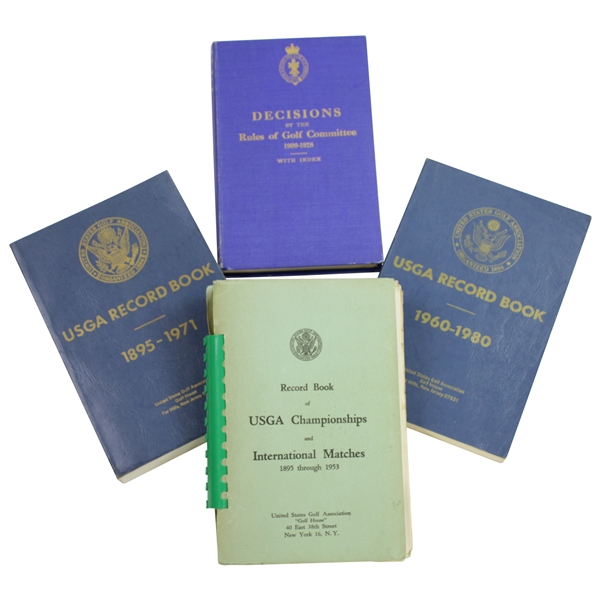 Three USGA Records Books 1953, 1971, & 1980 with a Revised R&A Rules & Committee Book
