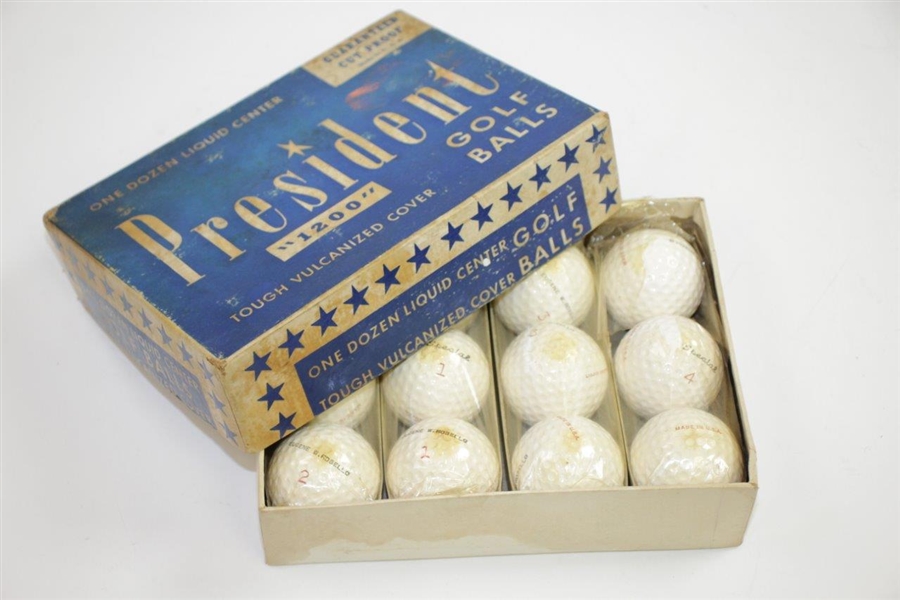 Dozen President 1200 Liquid Center Golf Balls in Original Box