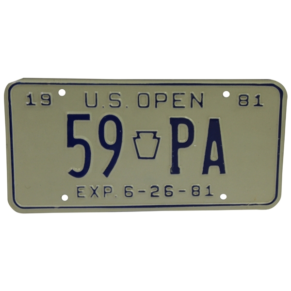 1981 US Open at Merion Golf Club Contestant License Plate