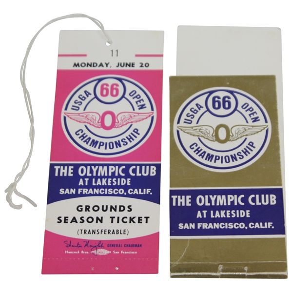 1966 US Open at The Olympic Club Unused Grounds Playoff Ticket #11 & Empty Coupon Booklet