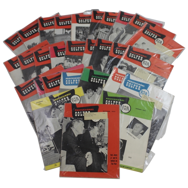 Twenty-Nine Professional Golfer Magazines - 1953-1957 - Some with Mailing Label on Cover