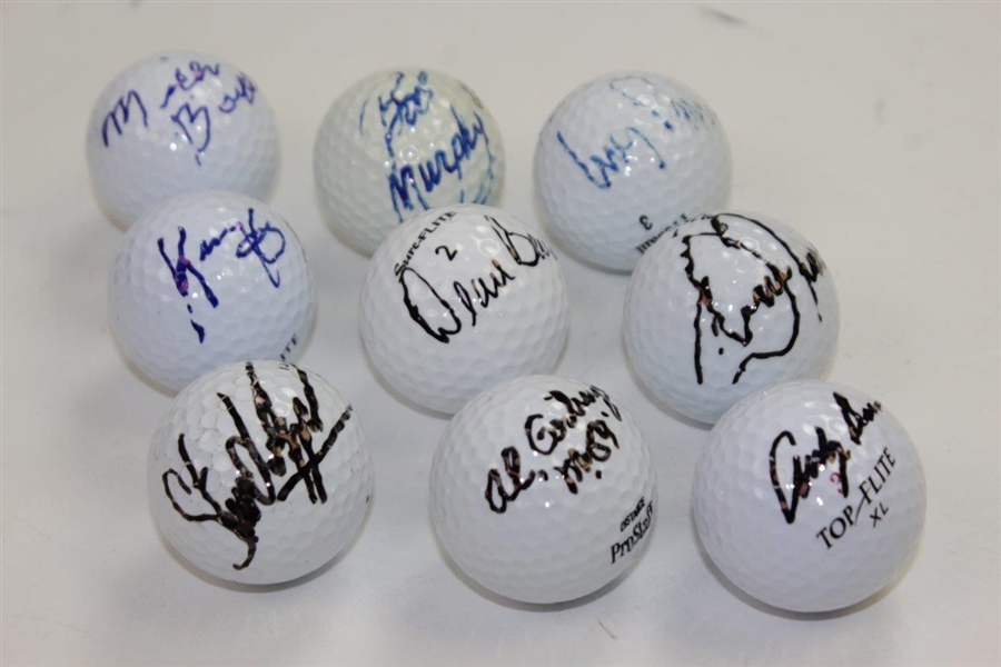 Group of Nine Signed Golf Balls Including Beman, Geiberger, Barber, & others JSA ALOA
