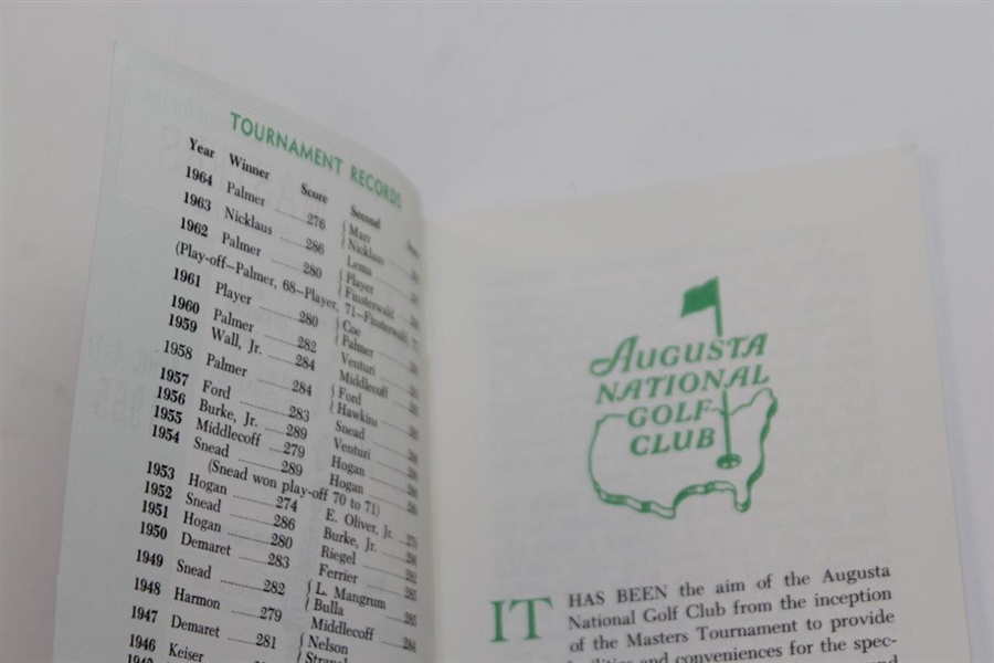 1965 Masters Tournament Spectator Guide - Jack Nicklaus Winner