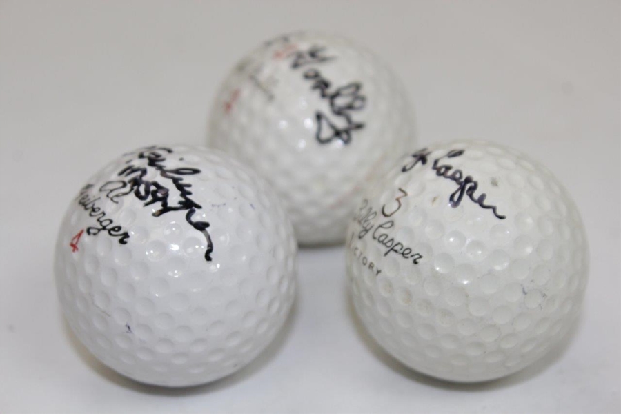 Al Geiberger Mr. 59, Bob Goalby, & Billy Casper Signed Classic Personal Logo Golf Balls JSA ALOA