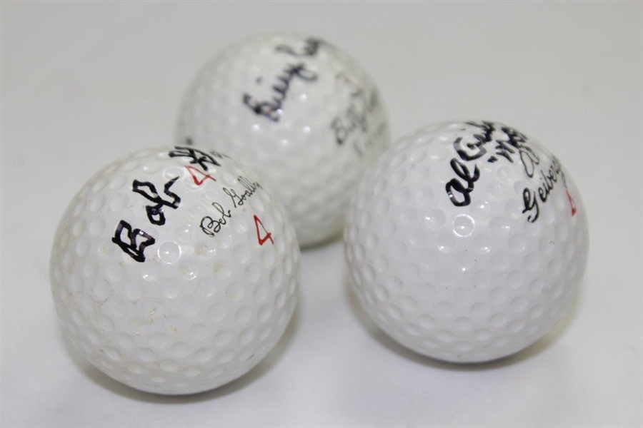 Al Geiberger Mr. 59, Bob Goalby, & Billy Casper Signed Classic Personal Logo Golf Balls JSA ALOA