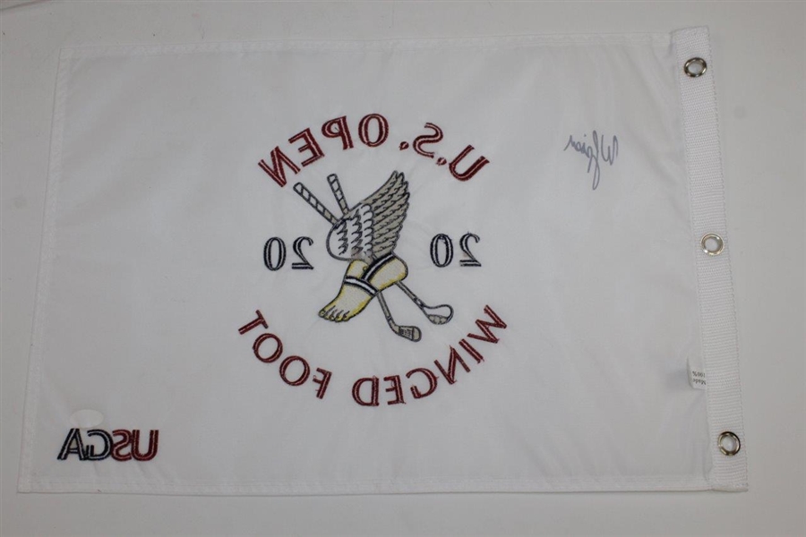 Webb Simpson Signed 2020 US Open at Winged Foot Embroidered White Flag JSA #JJ66335