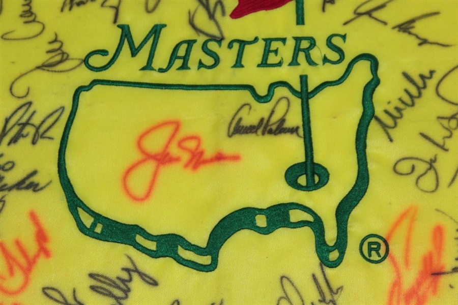 Masters Champs Signed Undated Flag with Jack & Arnie Center - Signed by 39! JSA ALOA