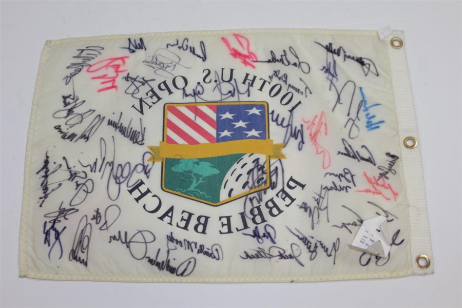 US Open Champs Signed 2000 US Open at Pebble Beach Flag - Signed by 40! JSA ALOA