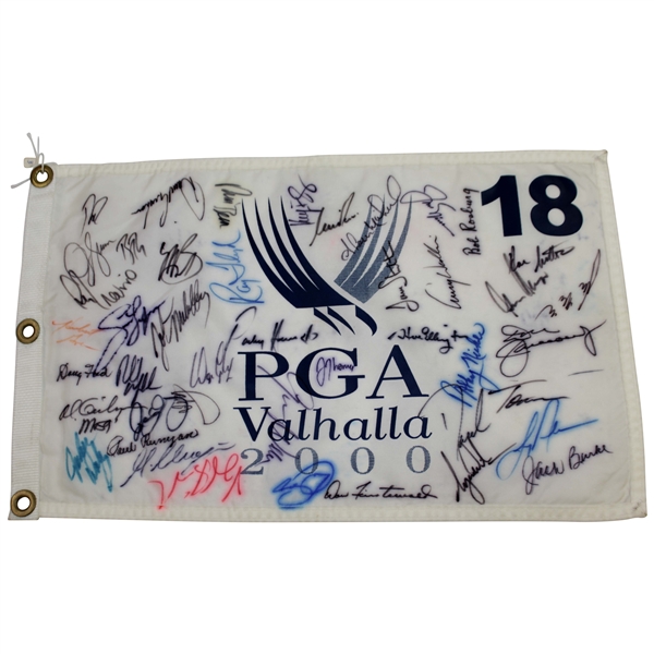 PGA Champs Signed 2000 PGA at Valhalla Screen flag - Signed by 45! JSA ALOA